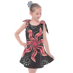 Flower Abstract Kids  Tie Up Tunic Dress