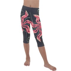 Flower Abstract Kids  Lightweight Velour Capri Leggings 