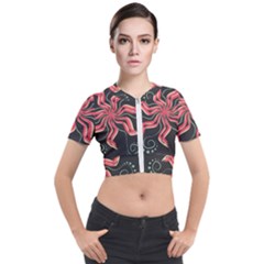 Flower Abstract Short Sleeve Cropped Jacket by HermanTelo