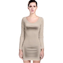 Gingham Check Plaid Fabric Pattern Grey Long Sleeve Bodycon Dress