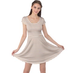 Gingham Check Plaid Fabric Pattern Grey Cap Sleeve Dress