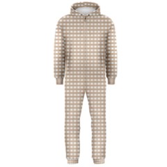 Gingham Check Plaid Fabric Pattern Grey Hooded Jumpsuit (men) 