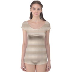 Gingham Check Plaid Fabric Pattern Grey Boyleg Leotard 