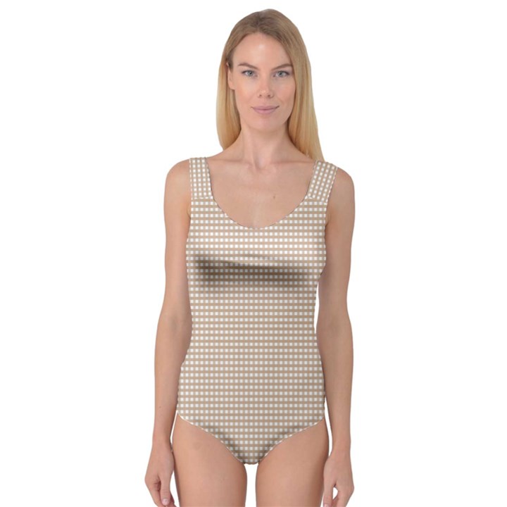 Gingham Check Plaid Fabric Pattern Grey Princess Tank Leotard 