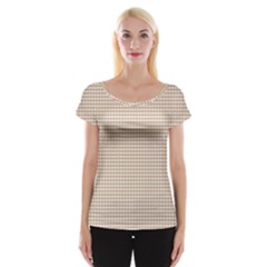 Gingham Check Plaid Fabric Pattern Grey Cap Sleeve Top