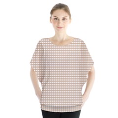 Gingham Check Plaid Fabric Pattern Grey Batwing Chiffon Blouse