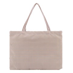 Gingham Check Plaid Fabric Pattern Grey Medium Tote Bag