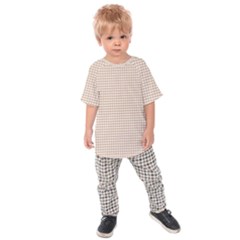 Gingham Check Plaid Fabric Pattern Grey Kids  Raglan Tee