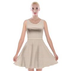 Gingham Check Plaid Fabric Pattern Grey Velvet Skater Dress