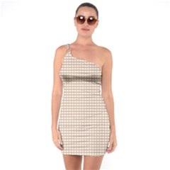 Gingham Check Plaid Fabric Pattern Grey One Soulder Bodycon Dress