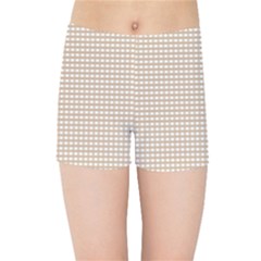 Gingham Check Plaid Fabric Pattern Grey Kids  Sports Shorts