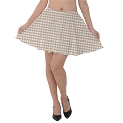 Gingham Check Plaid Fabric Pattern Grey Velvet Skater Skirt by HermanTelo