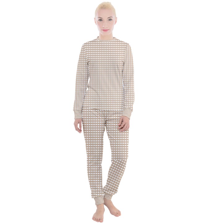 Gingham Check Plaid Fabric Pattern Grey Women s Lounge Set