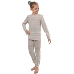 Gingham Check Plaid Fabric Pattern Grey Kids  Long Sleeve Set 