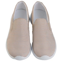 Gingham Check Plaid Fabric Pattern Grey Men s Lightweight Slip Ons