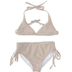 Gingham Check Plaid Fabric Pattern Grey Kids  Classic Bikini Set