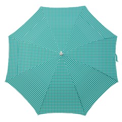 Gingham Plaid Fabric Pattern Green Straight Umbrellas by HermanTelo