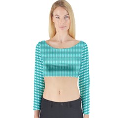 Gingham Plaid Fabric Pattern Green Long Sleeve Crop Top by HermanTelo