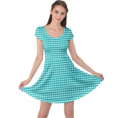 Gingham Plaid Fabric Pattern Green Cap Sleeve Dress by HermanTelo