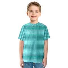 Gingham Plaid Fabric Pattern Green Kids  Sport Mesh Tee