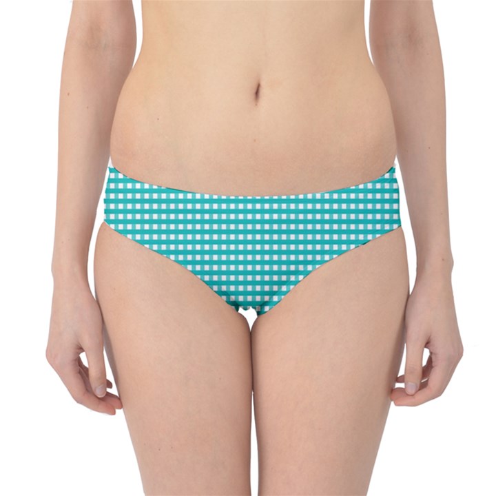 Gingham Plaid Fabric Pattern Green Hipster Bikini Bottoms