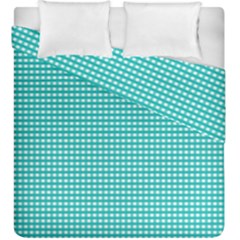 Gingham Plaid Fabric Pattern Green Duvet Cover Double Side (king Size)