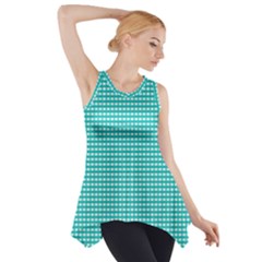 Gingham Plaid Fabric Pattern Green Side Drop Tank Tunic by HermanTelo