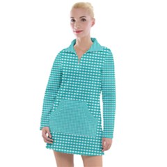 Gingham Plaid Fabric Pattern Green Women s Long Sleeve Casual Dress by HermanTelo