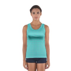 Gingham Plaid Fabric Pattern Green Sport Tank Top  by HermanTelo