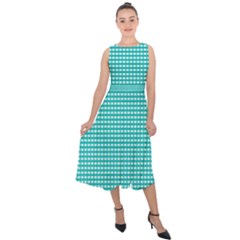 Gingham Plaid Fabric Pattern Green Midi Tie-back Chiffon Dress by HermanTelo