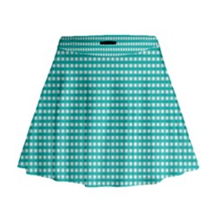 Gingham Plaid Fabric Pattern Green Mini Flare Skirt