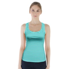 Gingham Plaid Fabric Pattern Green Racer Back Sports Top by HermanTelo