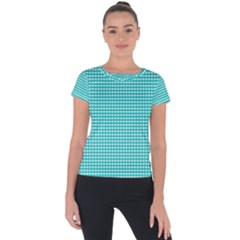 Gingham Plaid Fabric Pattern Green Short Sleeve Sports Top 