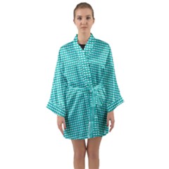 Gingham Plaid Fabric Pattern Green Long Sleeve Kimono Robe