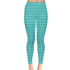 Gingham Plaid Fabric Pattern Green Inside Out Leggings by HermanTelo