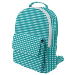 Gingham Plaid Fabric Pattern Green Flap Pocket Backpack (small) by HermanTelo