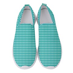 Gingham Plaid Fabric Pattern Green Women s Slip On Sneakers by HermanTelo