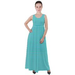 Gingham Plaid Fabric Pattern Green Empire Waist Velour Maxi Dress by HermanTelo