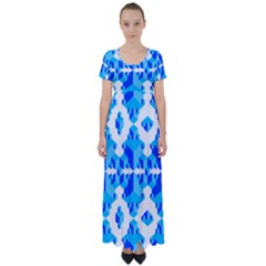 Cubes Abstract Wallpapers High Waist Short Sleeve Maxi Dress