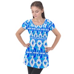 Cubes Abstract Wallpapers Puff Sleeve Tunic Top