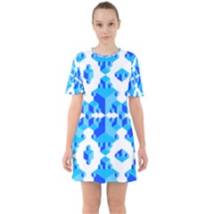 Cubes Abstract Wallpapers Sixties Short Sleeve Mini Dress