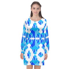 Cubes Abstract Wallpapers Long Sleeve Chiffon Shift Dress 