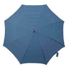 Gingham Plaid Fabric Pattern Blue Hook Handle Umbrellas (large)