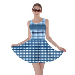 Gingham Plaid Fabric Pattern Blue Skater Dress by HermanTelo