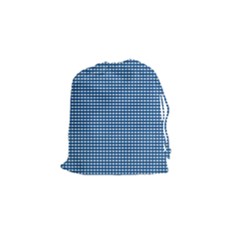 Gingham Plaid Fabric Pattern Blue Drawstring Pouch (small)