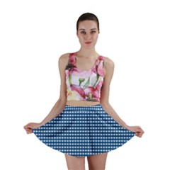 Gingham Plaid Fabric Pattern Blue Mini Skirt by HermanTelo