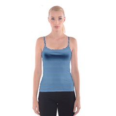 Gingham Plaid Fabric Pattern Blue Spaghetti Strap Top by HermanTelo