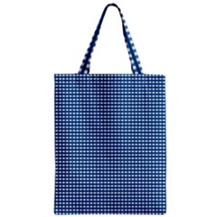 Gingham Plaid Fabric Pattern Blue Zipper Classic Tote Bag