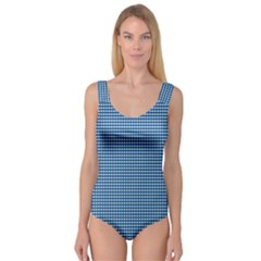 Gingham Plaid Fabric Pattern Blue Princess Tank Leotard 