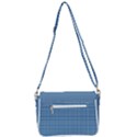 Gingham Plaid Fabric Pattern Blue Shoulder Bag with Back Zipper View3